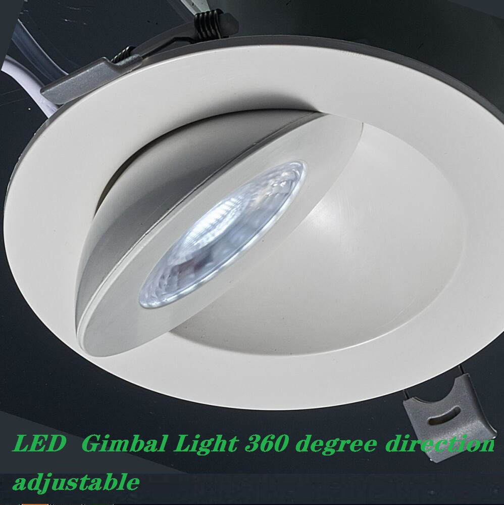 360 Degree Rotatable PBT Housing Down Light Recessed CCT and Dimmable Gimbal LED Downlight
