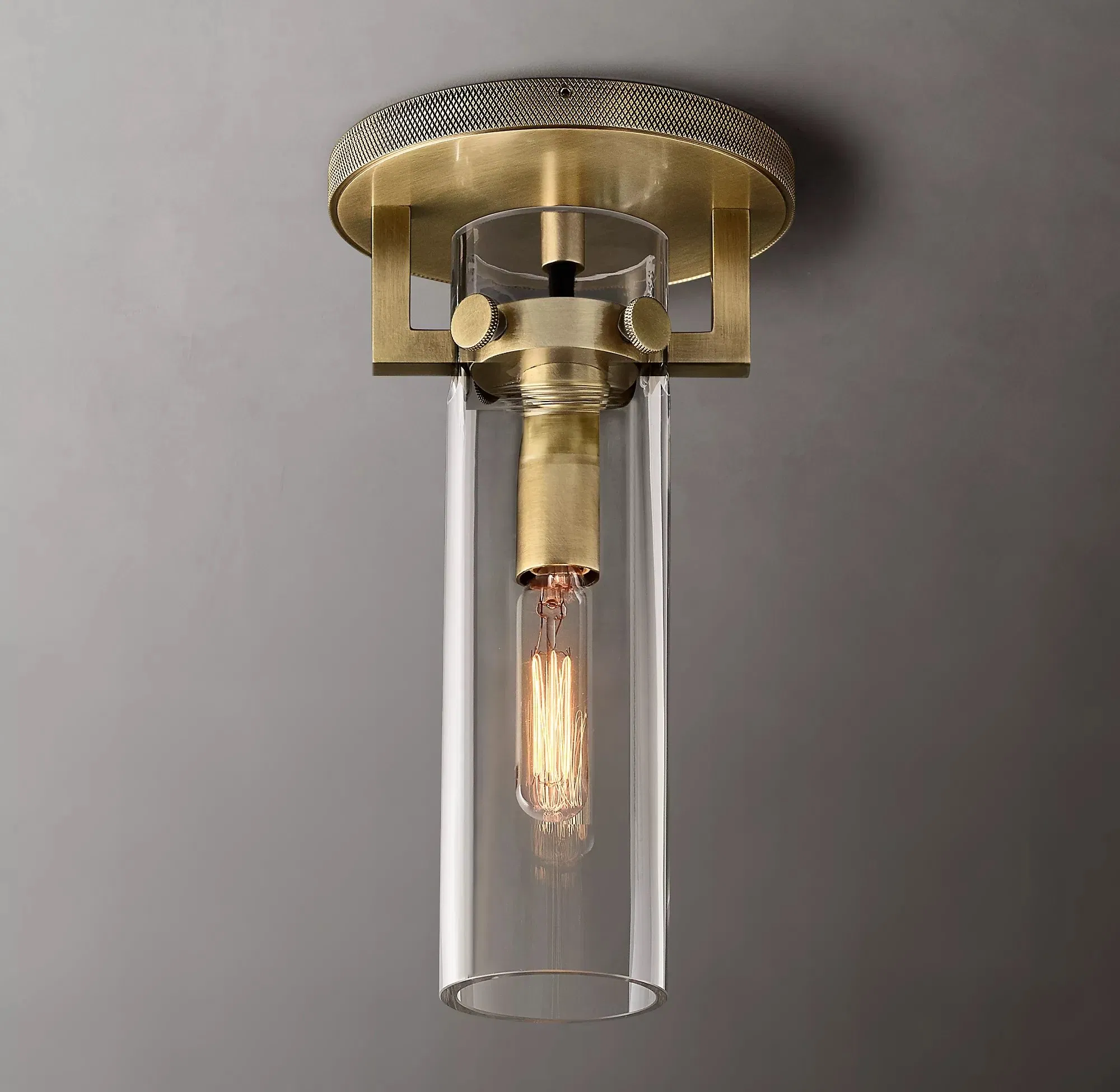 Factory Flush Mount Ceiling Lamp Modern Panel Light Dining Room Machinist Glass Funnel Flushmount