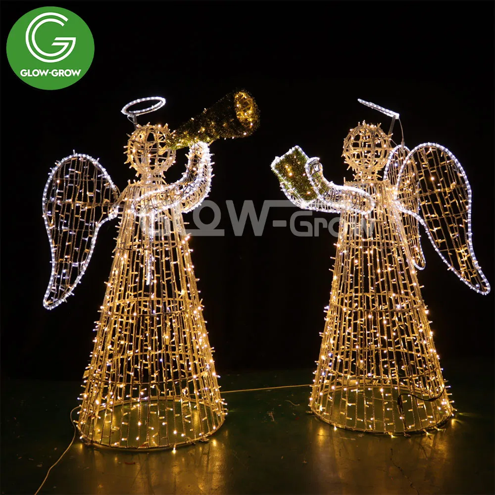 IP65 LED Christmas String Rope 3D Angel Motif Light for Park Garden Mall Decoration