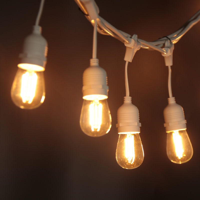 IP65 Waterproof 2*0.75mm2 PVC White Cable 10m 15m Warm White Festoon String Lights