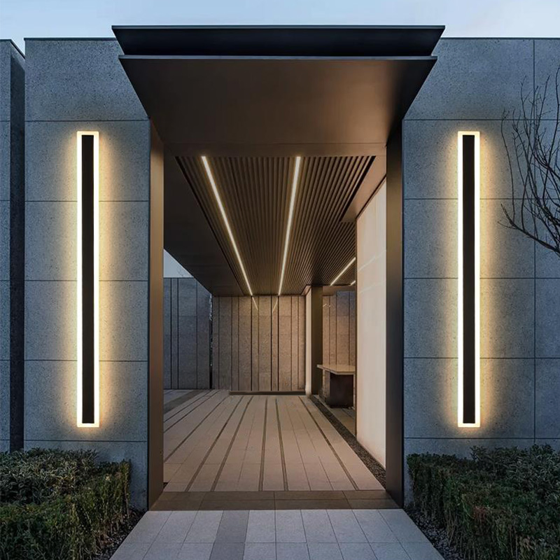 Modern Gate Smart Outdoor Waterproof IP65 LED Strip Linear Wall Light Villa Hotel Building LED Wall Lamp