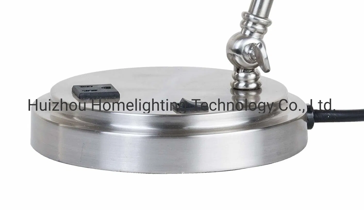 Jlt-Ht10 Ribbed Cleat Glass Shade Adjustable Task Desk Lamp with Power Outlet on Base