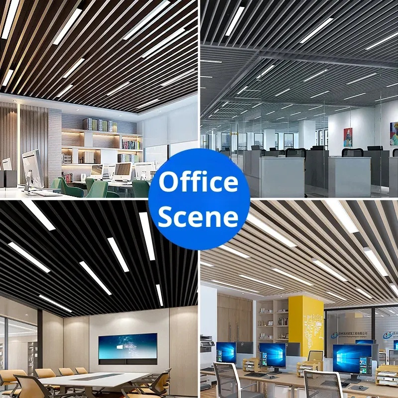 Commercial Indoor LED Batten Black Flush Mount Ceiling Pendant with Linear Light Fixture Premium Indoor Lighting