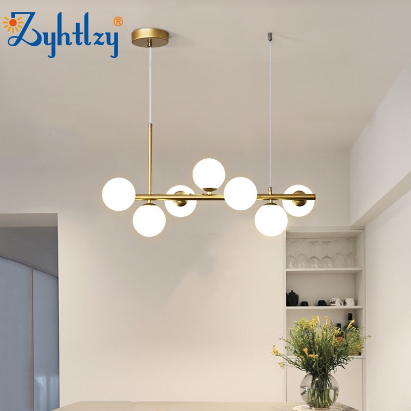 Modern Creative Mall Multi Head Hanging Lights Chandelier Minimalist Restaurant Glass Ball Pendant Light (ZY-C003)