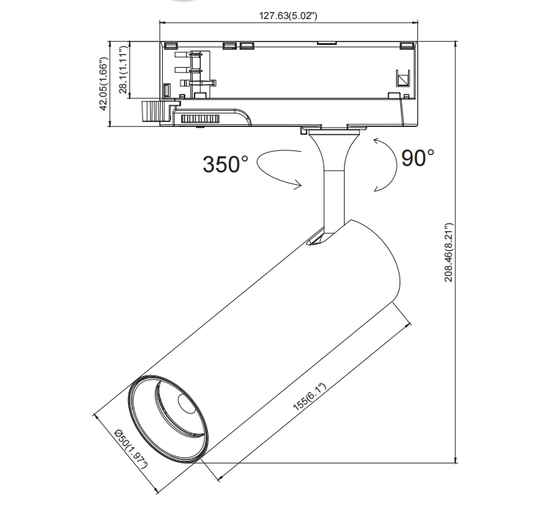 Track Light 40mm Diameter 12W Candor Commercial Use/Furnishing LED Lighting