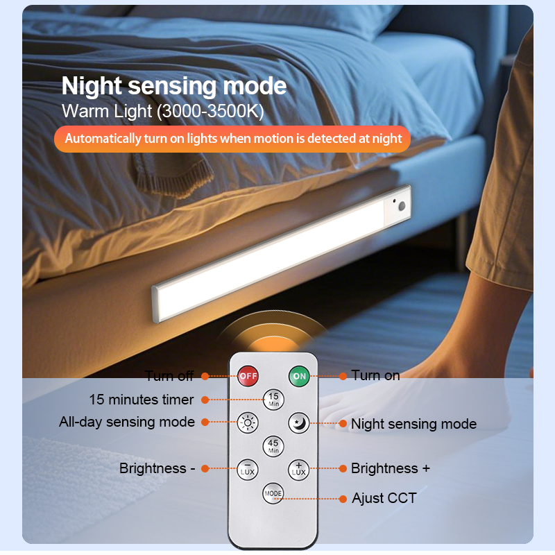Indoor Lighting Rechargeable Magnetic 3CCT PIR Motion Sensor Night Lamp Backlit Flood LED Cabinet Light for Kitchen Bedroom Wall