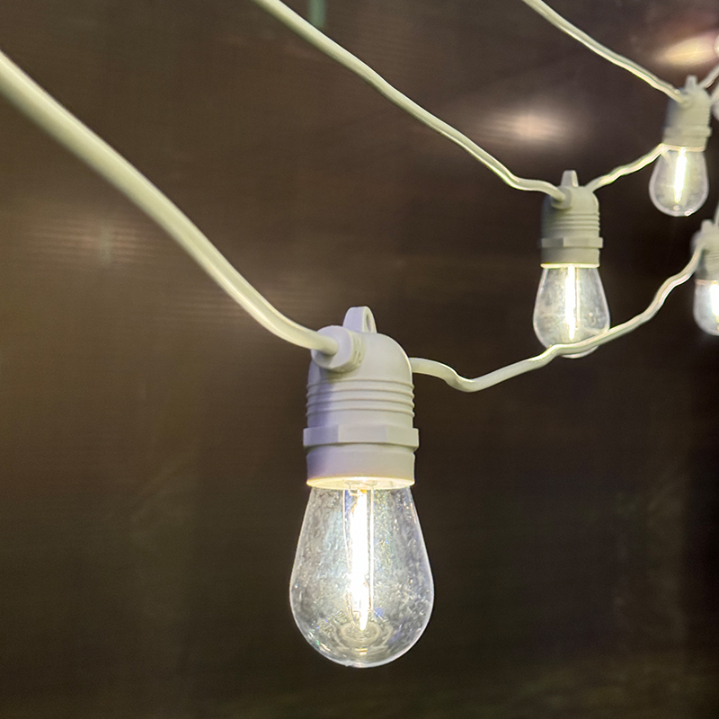 IP65 Waterproof 2*0.75mm2 PVC White Cable 10m 15m Warm White Festoon String Lights