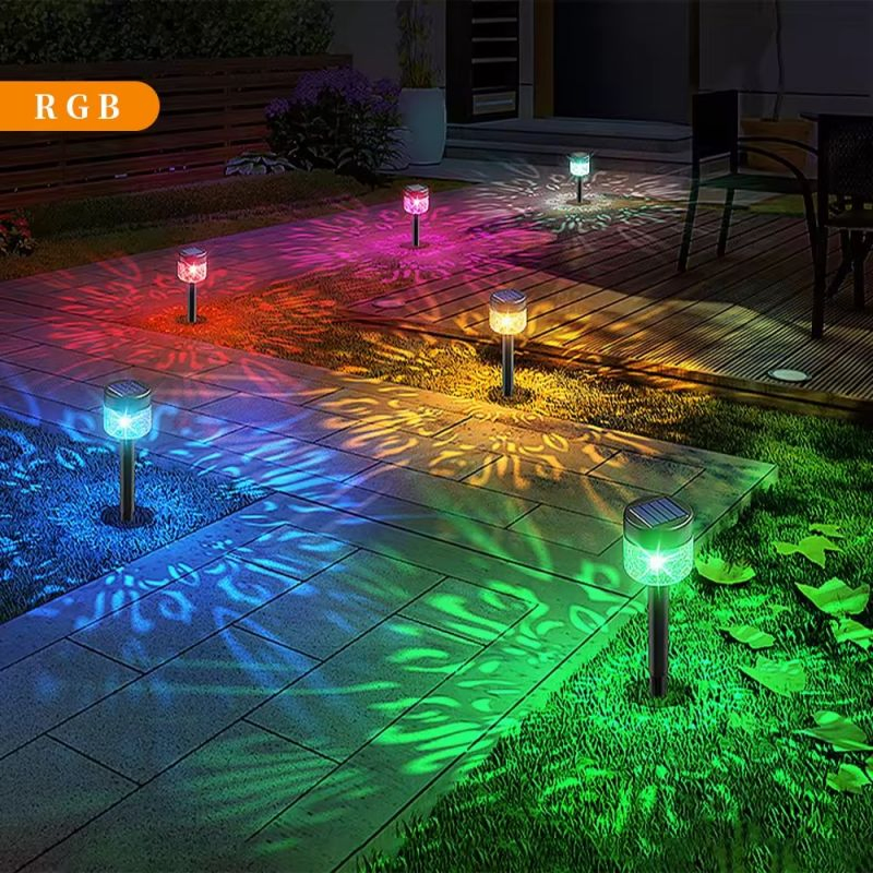 LED Outdoor Solar Hollow Projection Lawn Light Decorative Garden Courtyard Path Plug-in Lamp