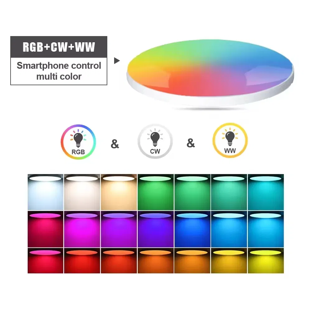 Smart LED Ceiling Lights Rgbcw Color Changing Ceiling Light Compatible with Alexa Google Home Flush Mount Ceiling Lamp 24W Time Scheduler Dimmable