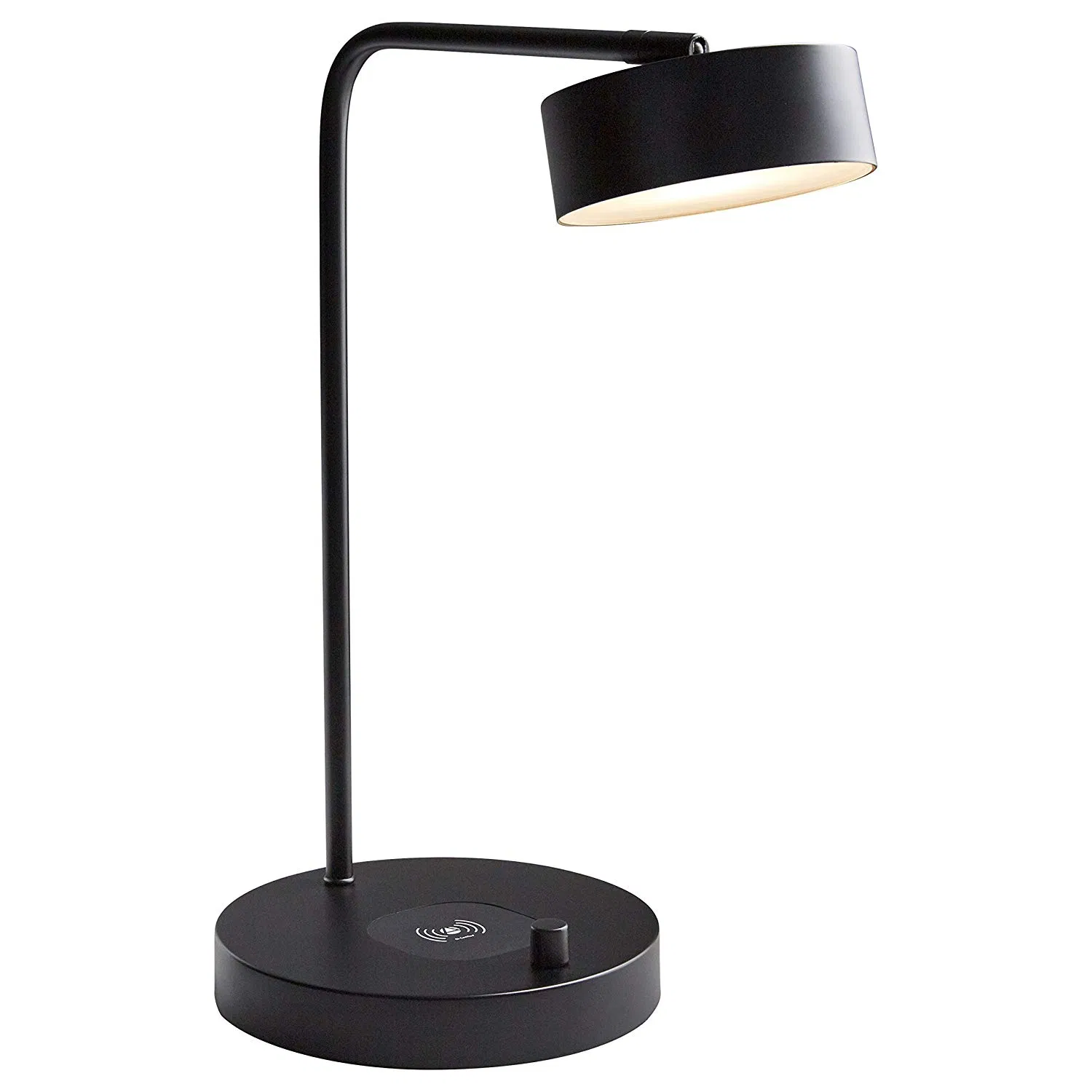 Modern Task Desk Lamp with Wireless Charger USB C Charging Port Matte Black Home Hotel Guestroom Beside Nightstand Lamp