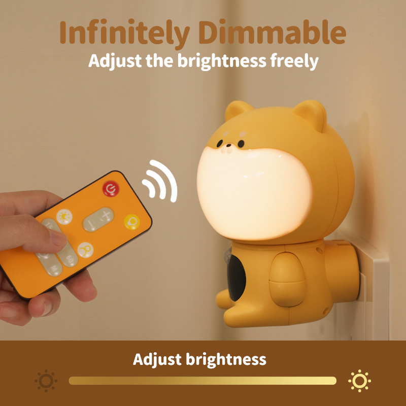 LED Plug in Night Light for Kids, Cute Dimmable Nursery Puppy Lamp with Smart Sensors and Remote Control, Xmas Birthday Gift for Kids Adult, Room Decor