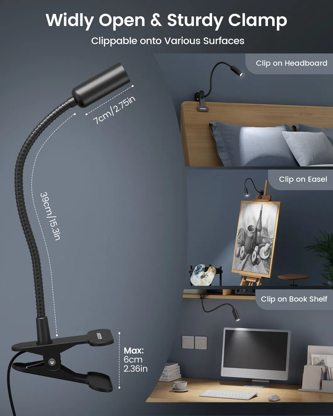 Clip-on LED Table Reading Light View 5