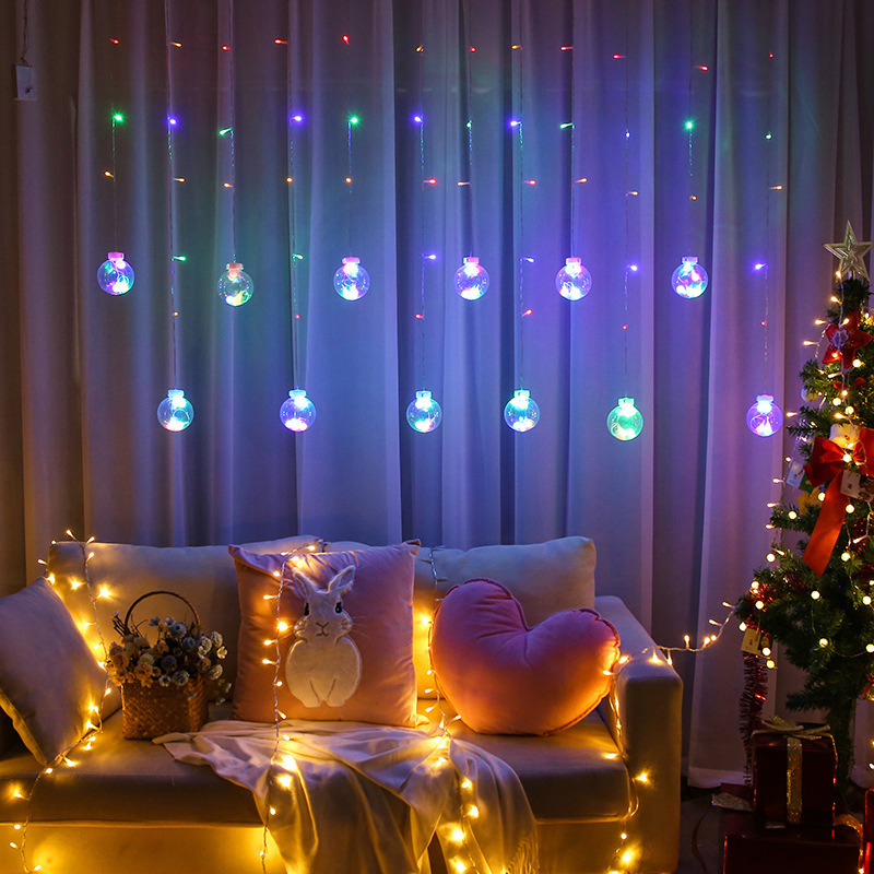 Twinkle 12 Stars Curtain String Lights 8 Modes Decoration Window LED Christmas Light Ramadan Eid Decoration