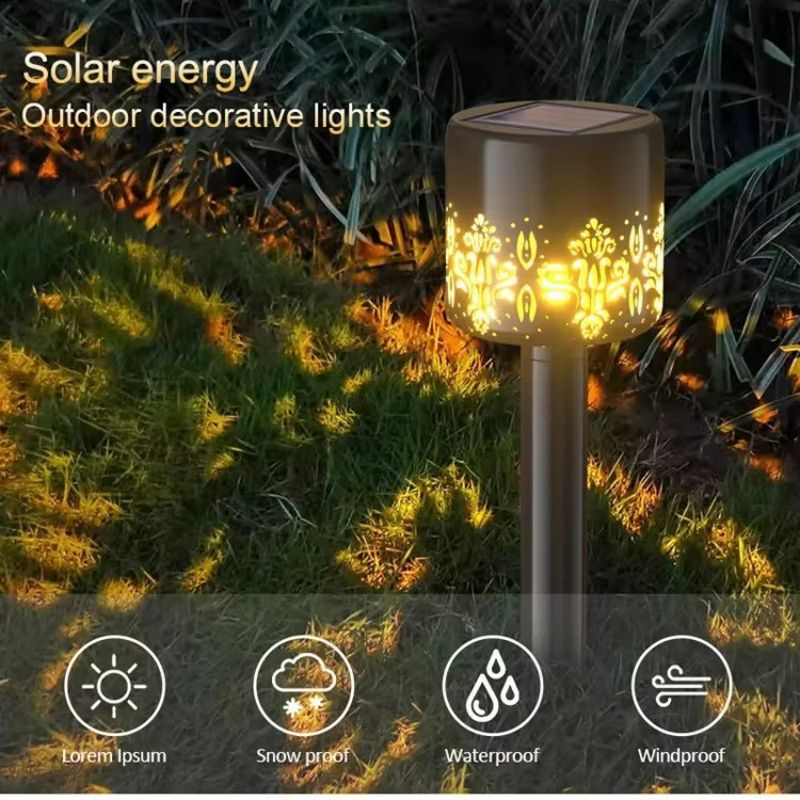 LED Outdoor Solar Hollow Projection Lawn Light Decorative Garden Courtyard Path Plug-in Lamp