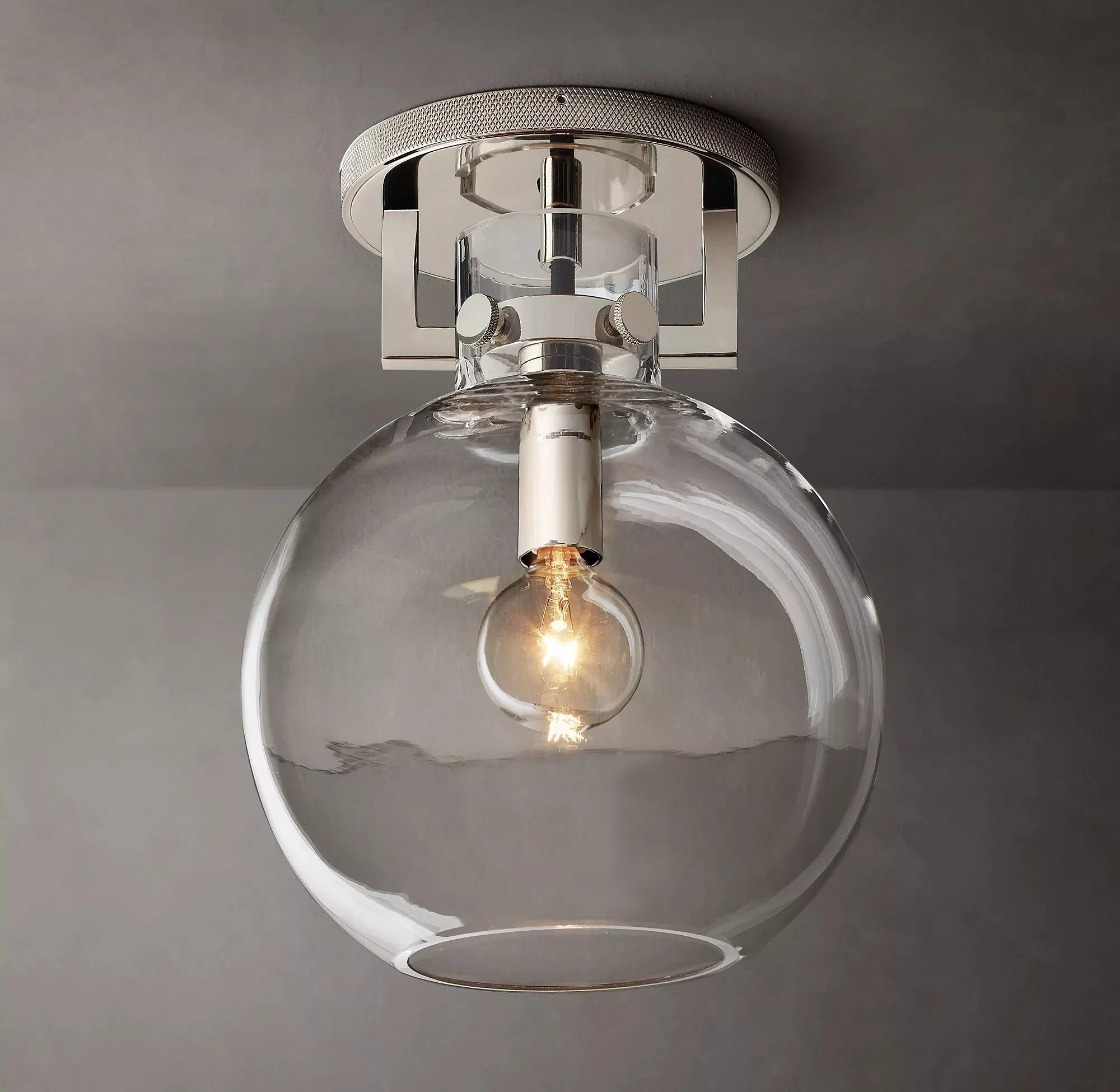 Factory Flush Mount Ceiling Lamp Modern Panel Light Dining Room Machinist Glass Funnel Flushmount