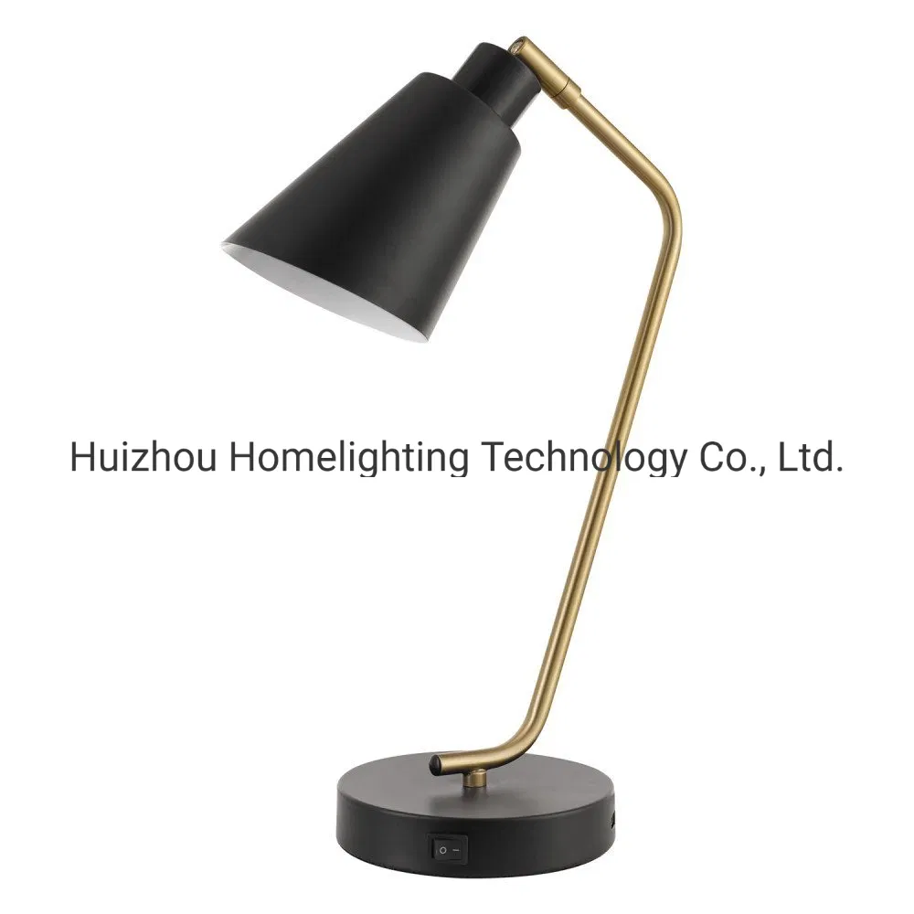 Jlt-9411 Matte Black Antique Brass Accent Task Table Lamp