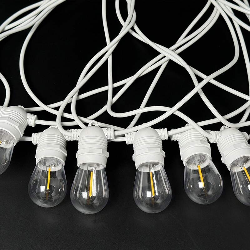 IP65 Waterproof 2*0.75mm2 PVC White Cable 10m 15m Warm White Festoon String Lights