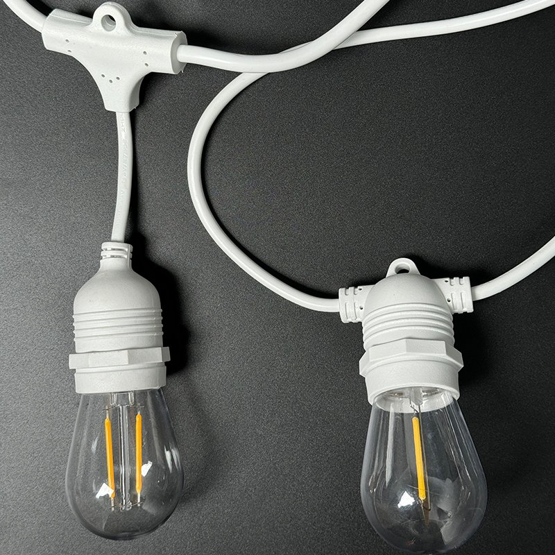 IP65 Waterproof 2*0.75mm2 PVC White Cable 10m 15m Warm White Festoon String Lights