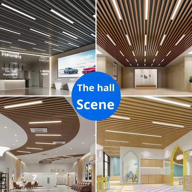 Commercial Indoor LED Batten Black Flush Mount Ceiling Pendant with Linear Light Fixture Premium Indoor Lighting
