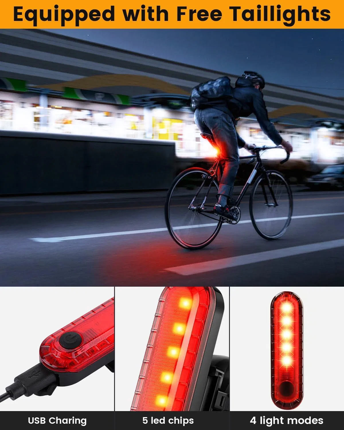 Best Bright Bike Light for Night Riding, USB-C Rechargeable Bicycle Light, Bicycle Headlight Set, Daytime Running Light, Waterproof Bike Headlight Taillight for