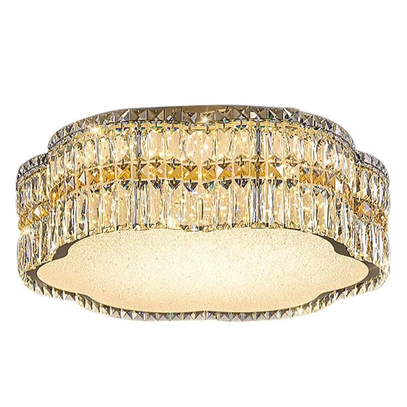 French Modern Luxury Flush Mount Romantic Flower Round Ceiling Lamp Home Decoration Gold Kitchen Living Room Bedroom K9 Crystal Ceiling Light (ZY-X001)
