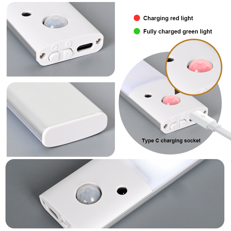 Under Cabinet Lighting Rechargeable Magnetic Side Cabinet Light Motion Sensor Dimmable Night Lamp for Kitchen Bedroom Closet