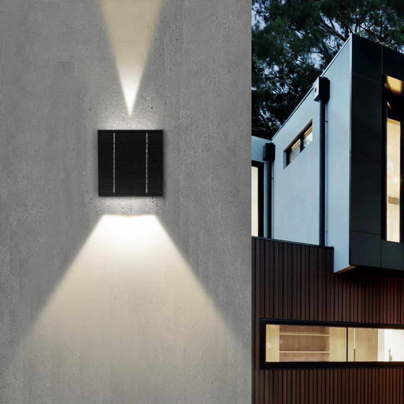 Solar Wall Lamps, up and Down Luminous Wall-Washing Lamps, Outdoor Waterproof Villa Courtyard Landscape Ultra-Bright Spotlights