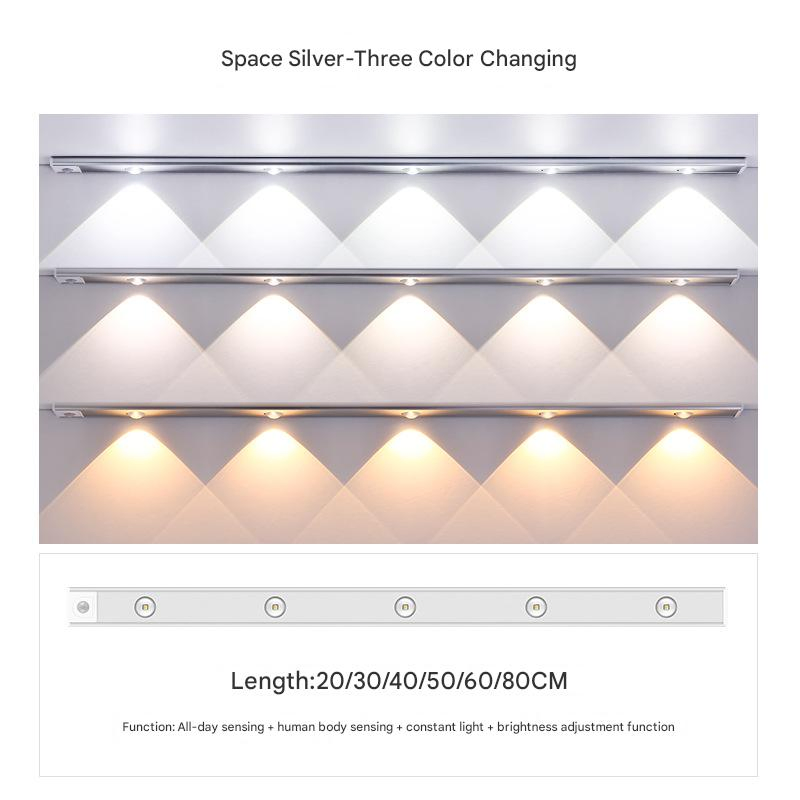 Under Cabinet Lighting - USB Rechargeable, 2000mAh Battery, Auto on/off for Kitchen Counter &amp; Closet