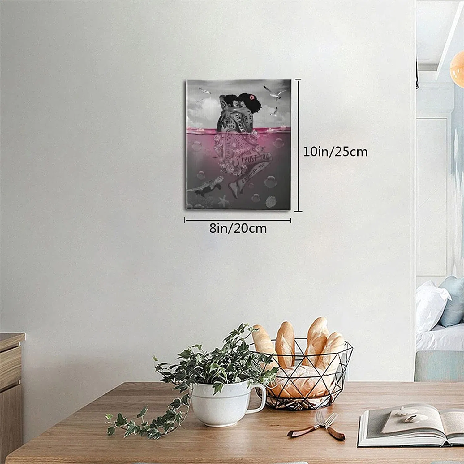 Wall Art Glam Fashion Black Couple Canvas Print Art Gray Pink Painting Picture for Bathroom Decoration Holiday