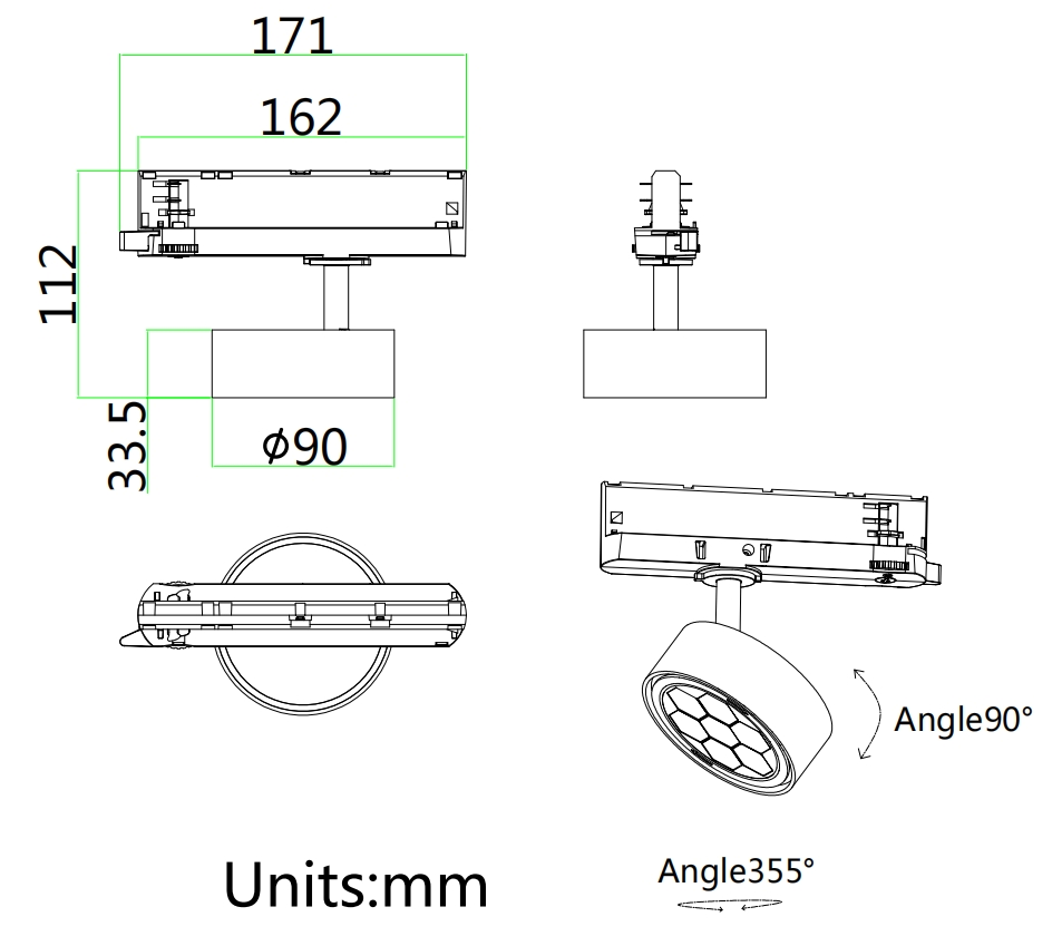 Energy-Saving 12W Dimmable COB LED Track Lighting Solution