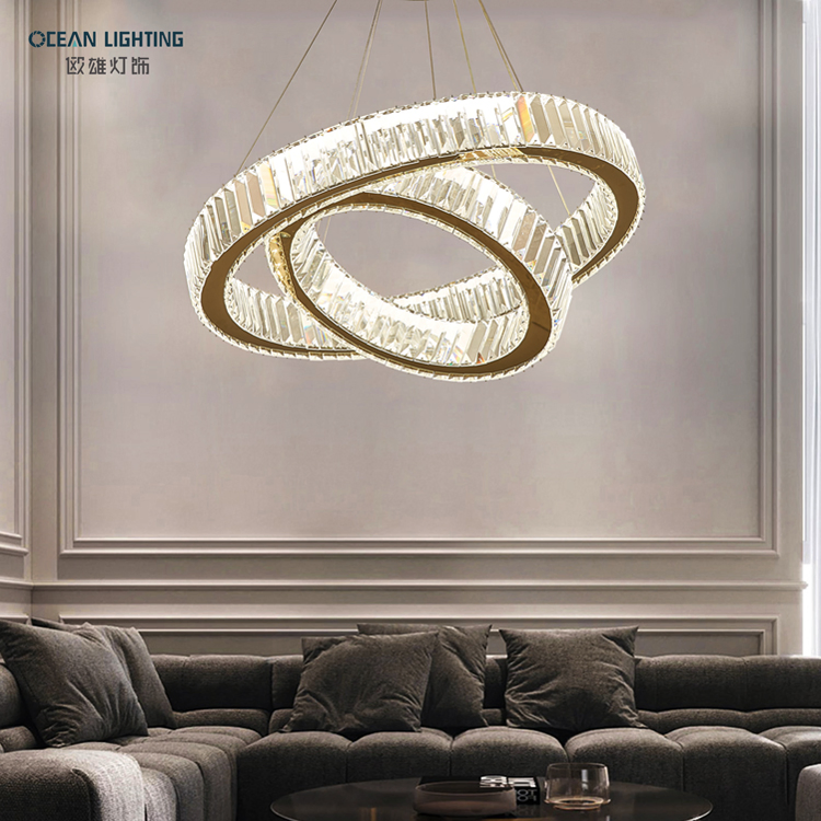 Ocean Lighting Contemporary Luxury Modern LED Decoration Indoor Large Circle LED Crystal Pendant Light
