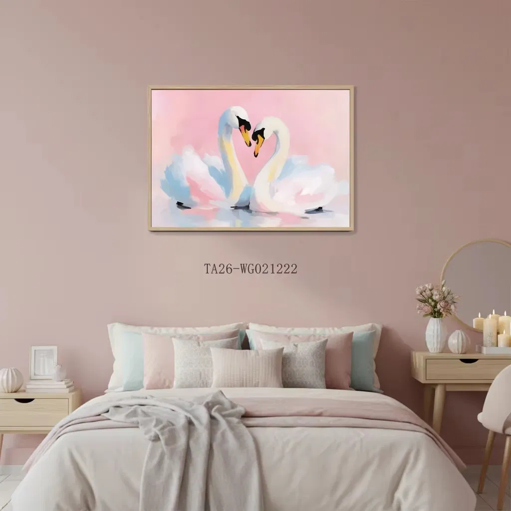 Hand Painted Swan Canvas Wall Art Custom Wall Art Frames Picture for Living Room Wall Decoration