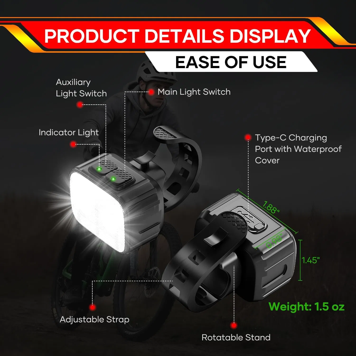 Bike Lights, Rechargeable Bicycle Lights Set Super Bright 8+12 Modes, Ipx6 Waterproof Bike Lights for Night Riding/Cycling Safety, Front and Back Taillight Refl