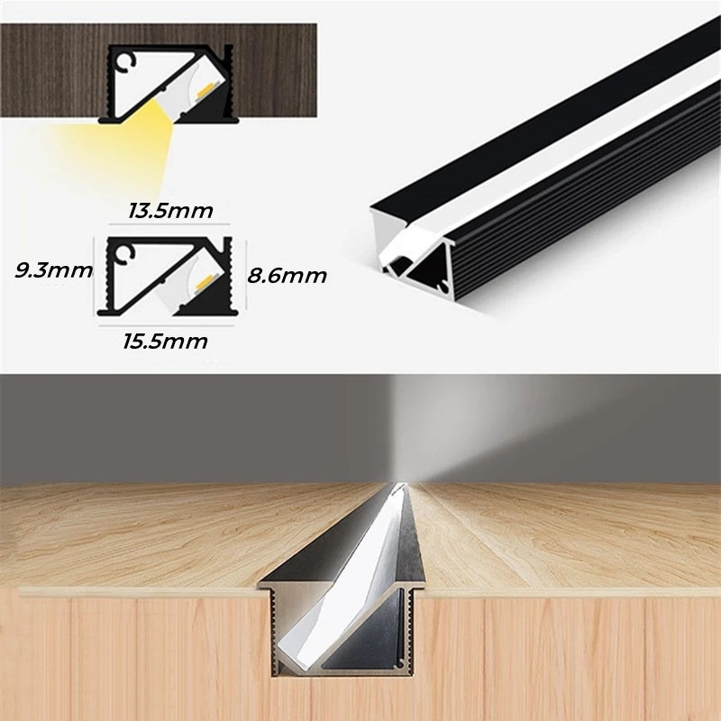 Under Cabinet LED Light Ultra-Thin Embedded 45 Degree for Furniture Lighting