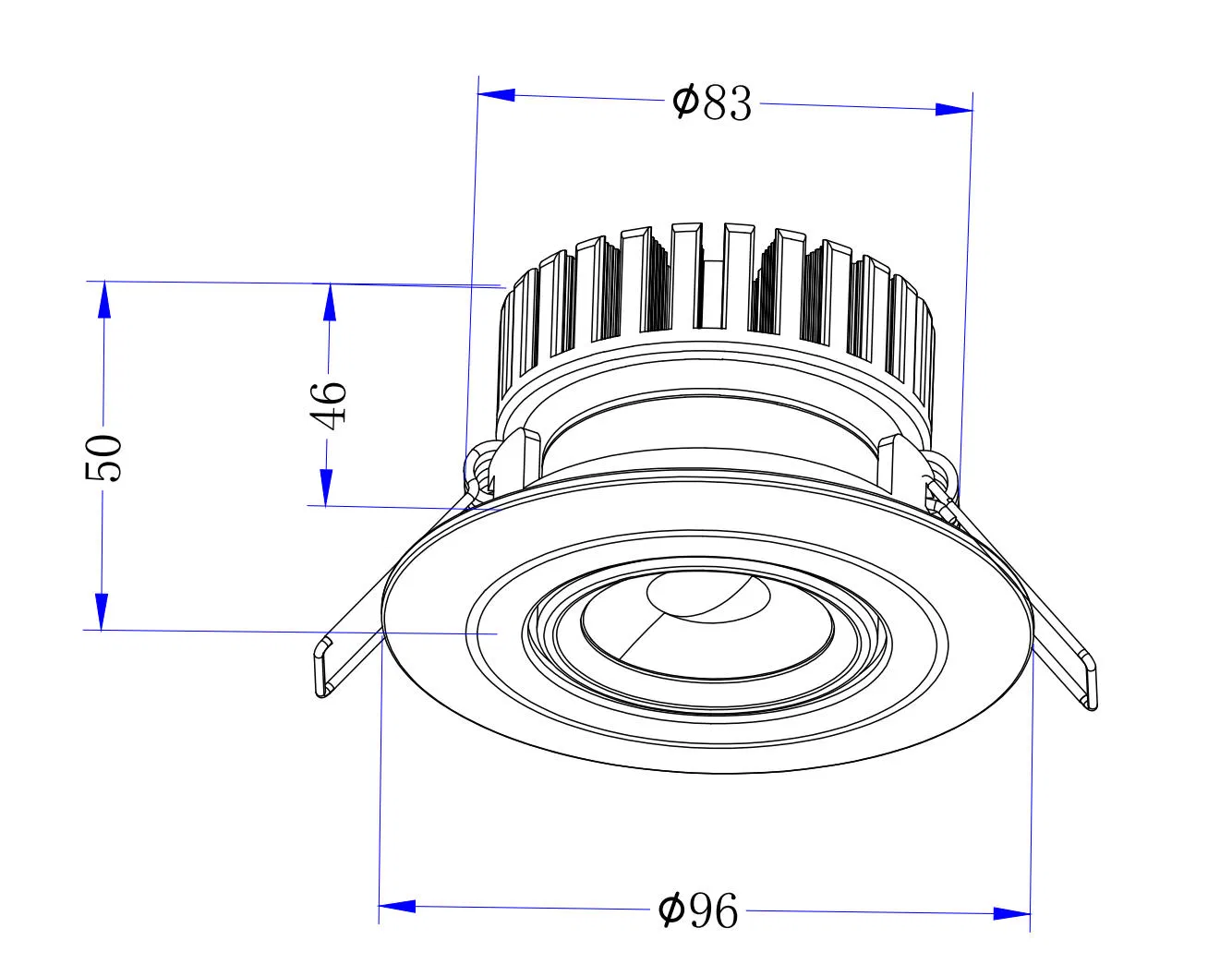 68-83mm Cutout Dimmable 90-110lm/W Flicker Free Anti- Glare 7W Ultra-Thin Downlights Recessed Downlight COB LED Spotlight