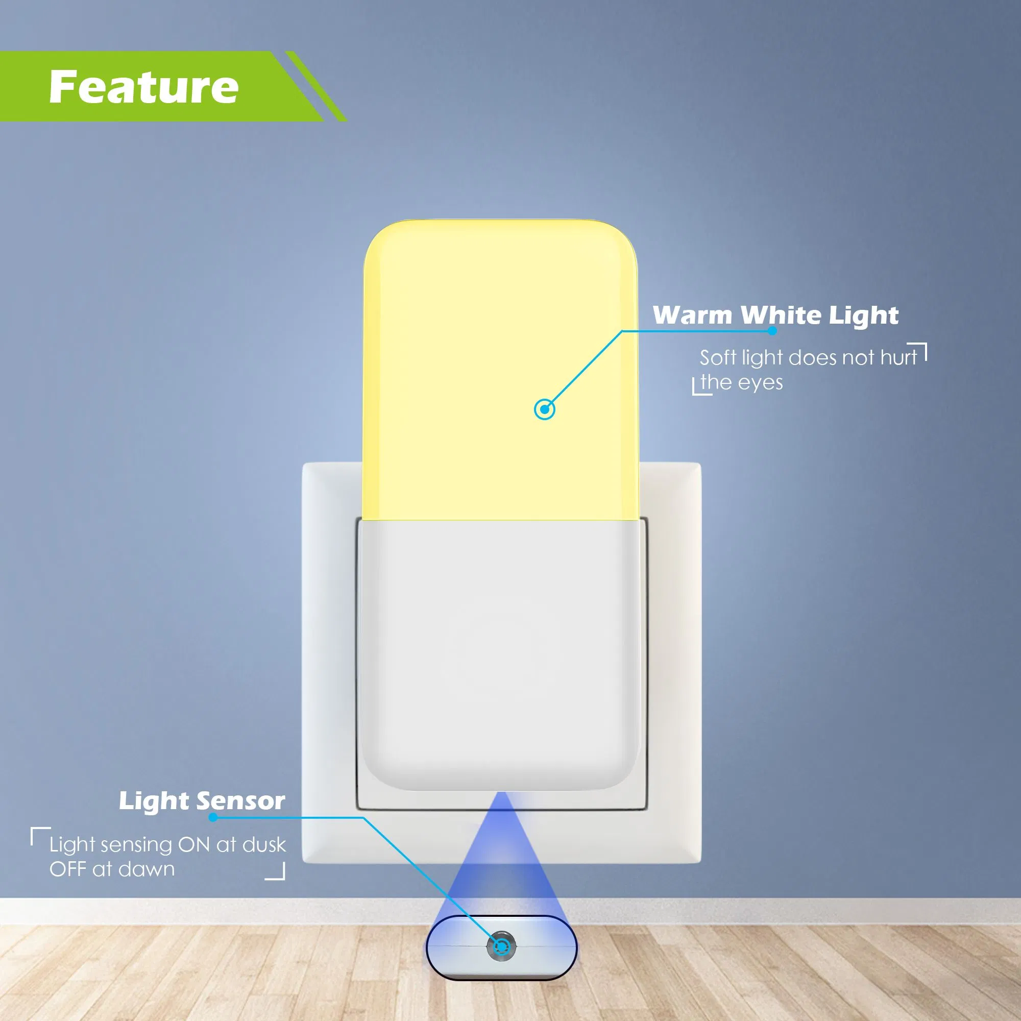 PP Material Automatic Night Light with Soft Warm Lighting Factory Direct