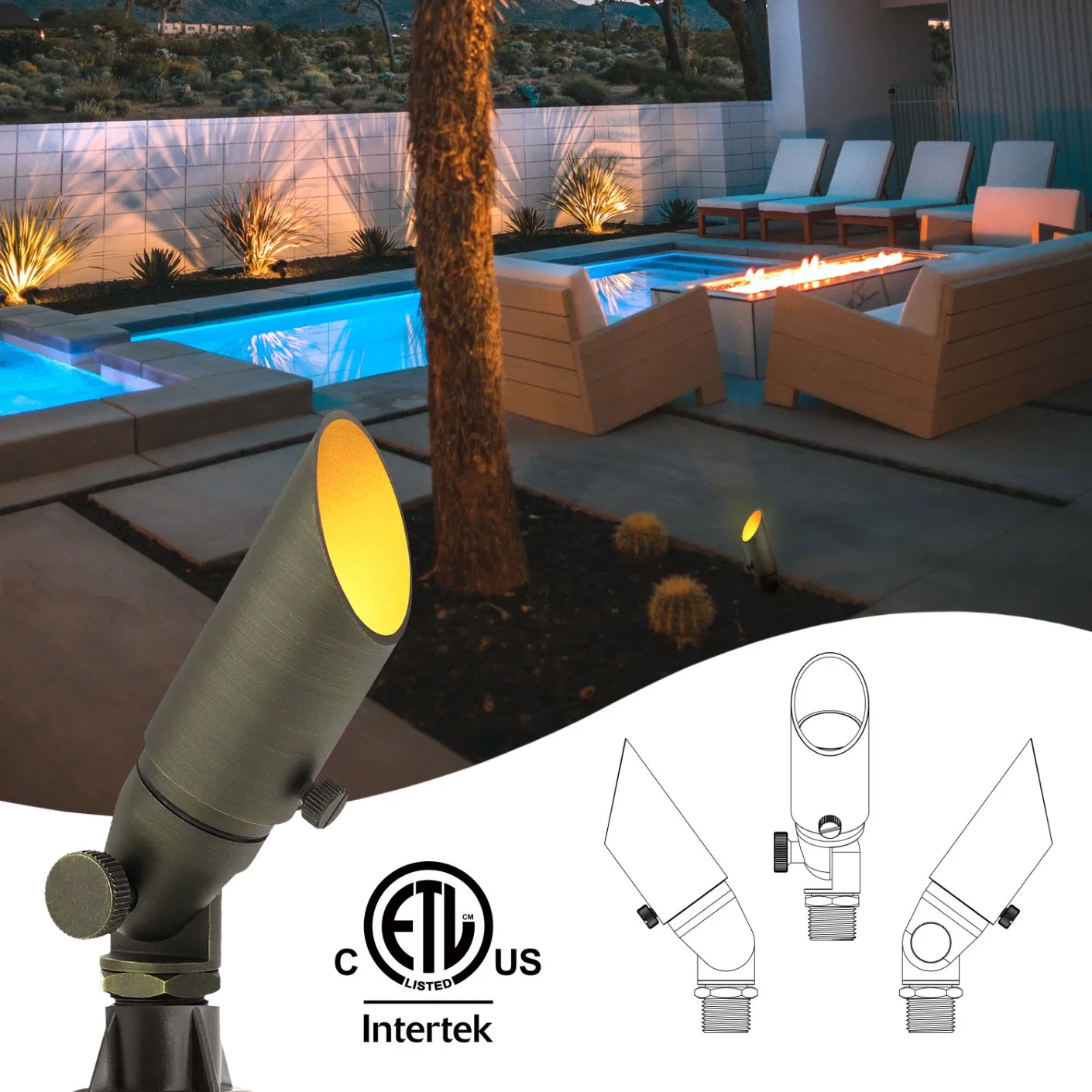 Exterior IP65 Waterproof 12V Outdoor Low Voltage Landscape up Lighting Garden Spotlights