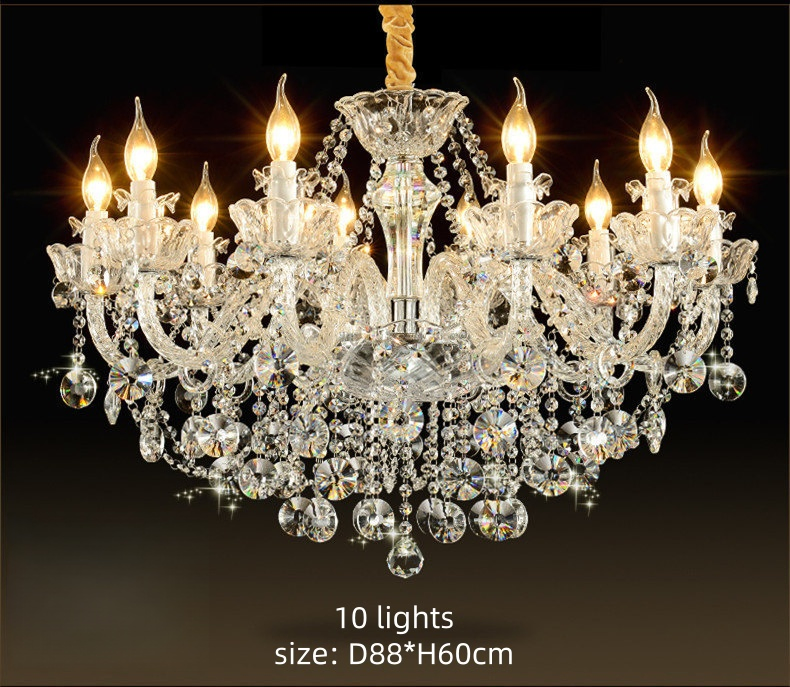 Custom Elegant Chrome Glass Crystal Chandelier Interior Lighting Fixture Hanging Pendant Lights