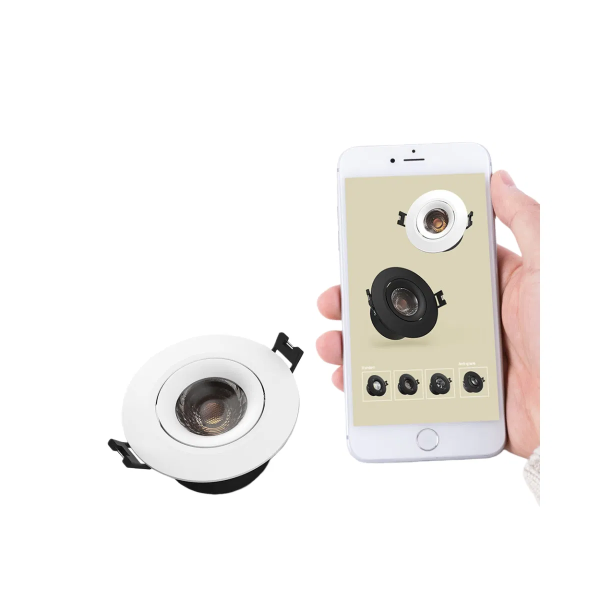 68-83mm Cutout Dimmable 90-110lm/W Flicker Free Anti- Glare 7W Ultra-Thin Downlights Recessed Downlight COB LED Spotlight