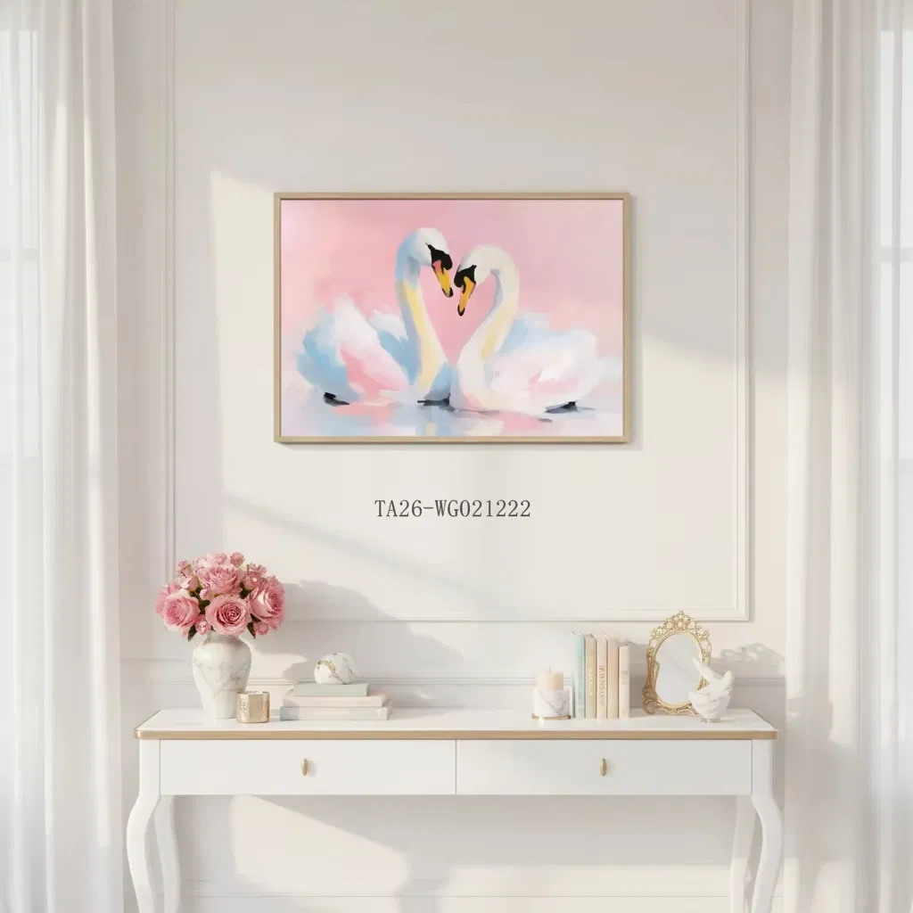 Hand Painted Swan Canvas Wall Art Custom Wall Art Frames Picture for Living Room Wall Decoration