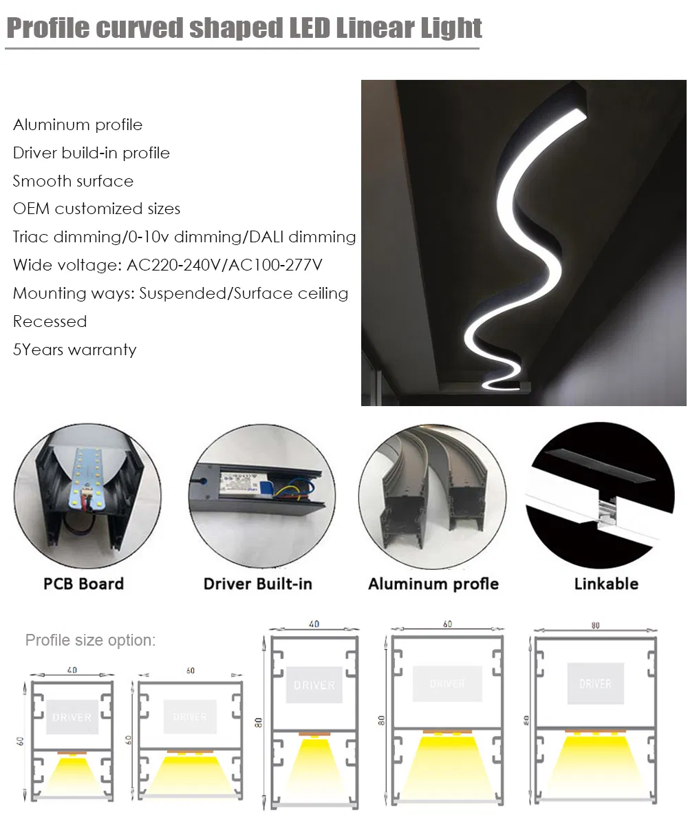 RGB Remote Control S Shaped Pendant Linear Luminaire Light