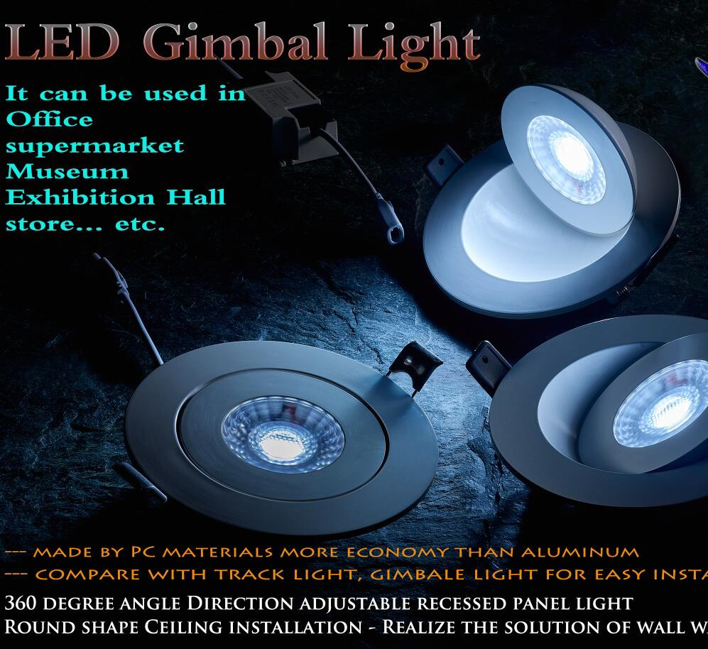 360 Degree Rotatable PBT Housing Down Light Recessed CCT and Dimmable Gimbal LED Downlight
