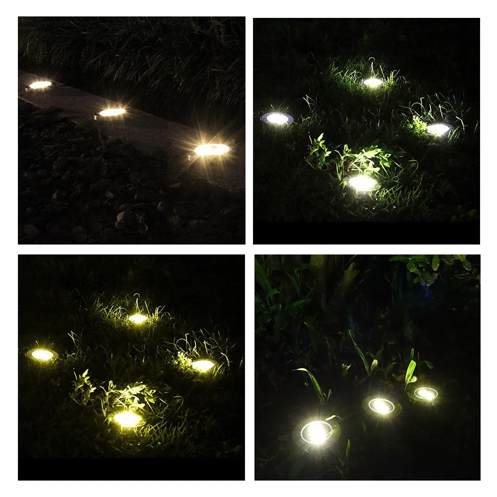4PCS Solar Garden Lights 8-LED Ground Light Stainless Steel Waterproof Outdoor Path Road Stairs Step Lamp