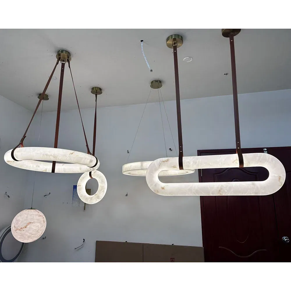 Hotel Restaurant Home Natural Stone Spanish Alabaster Ceiling Marble Ceiling Lamps Pendant Hanging Lamp Chandelier Light Marble Light