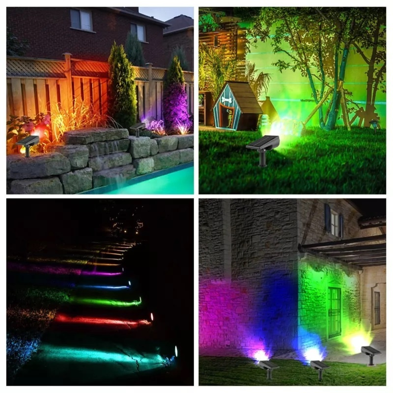 New Design LED RGB Spot Light Waterproof Garden LED Solar Stake Spotlight for Outdoor Pathway Lawn Villa Landscape