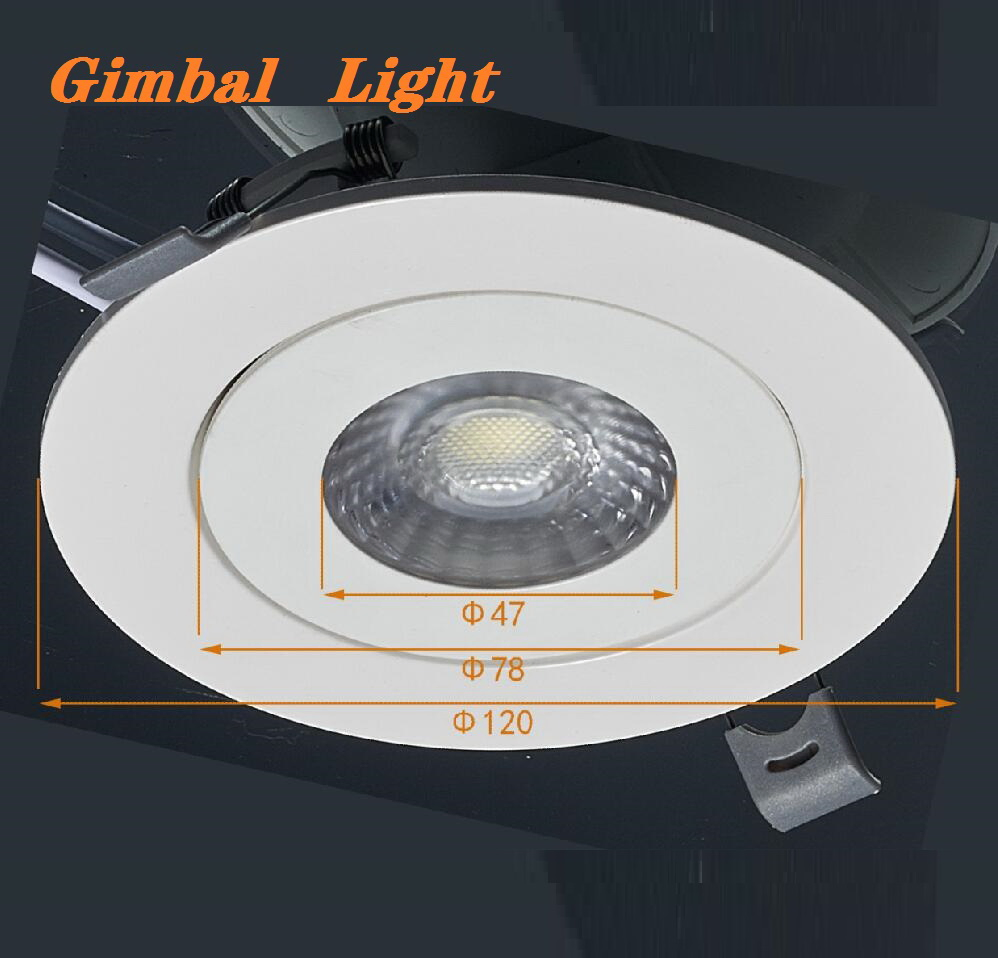 360 Degree Rotatable PBT Housing Down Light Recessed CCT and Dimmable Gimbal LED Downlight