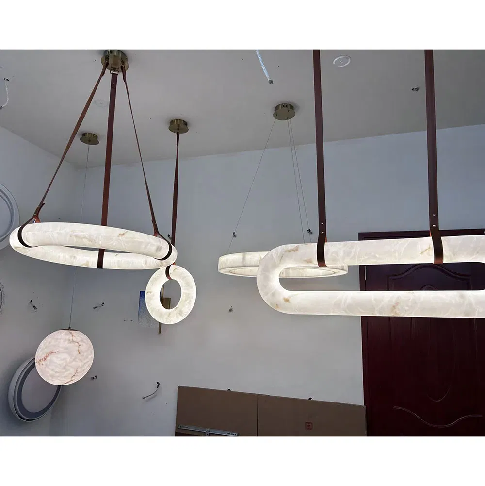 Hotel Restaurant Home Natural Stone Spanish Alabaster Ceiling Marble Ceiling Lamps Pendant Hanging Lamp Chandelier Light Marble Light