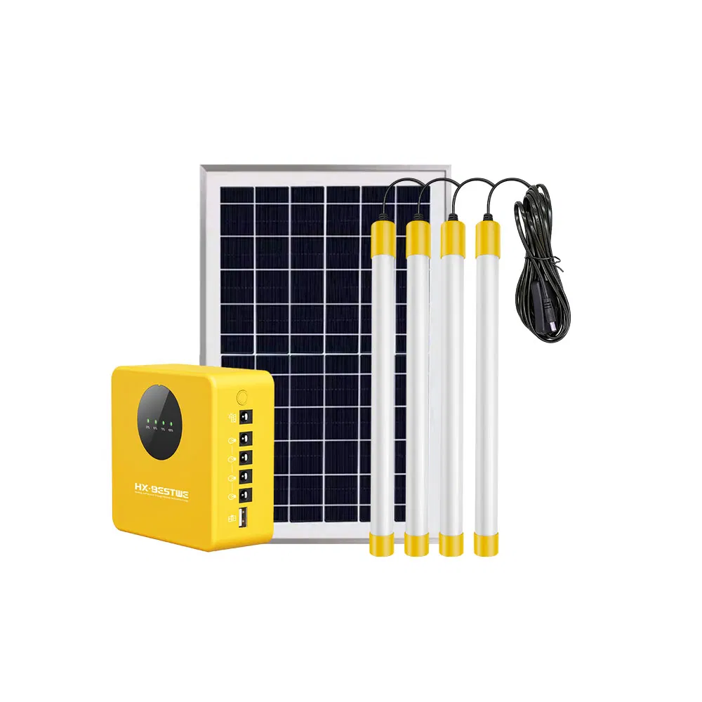Solar Lighting System with Portable Phone Charge Solar Panel Home Power System Portable Lithium Battery Storage Energy System Smart 4 Lights Home System