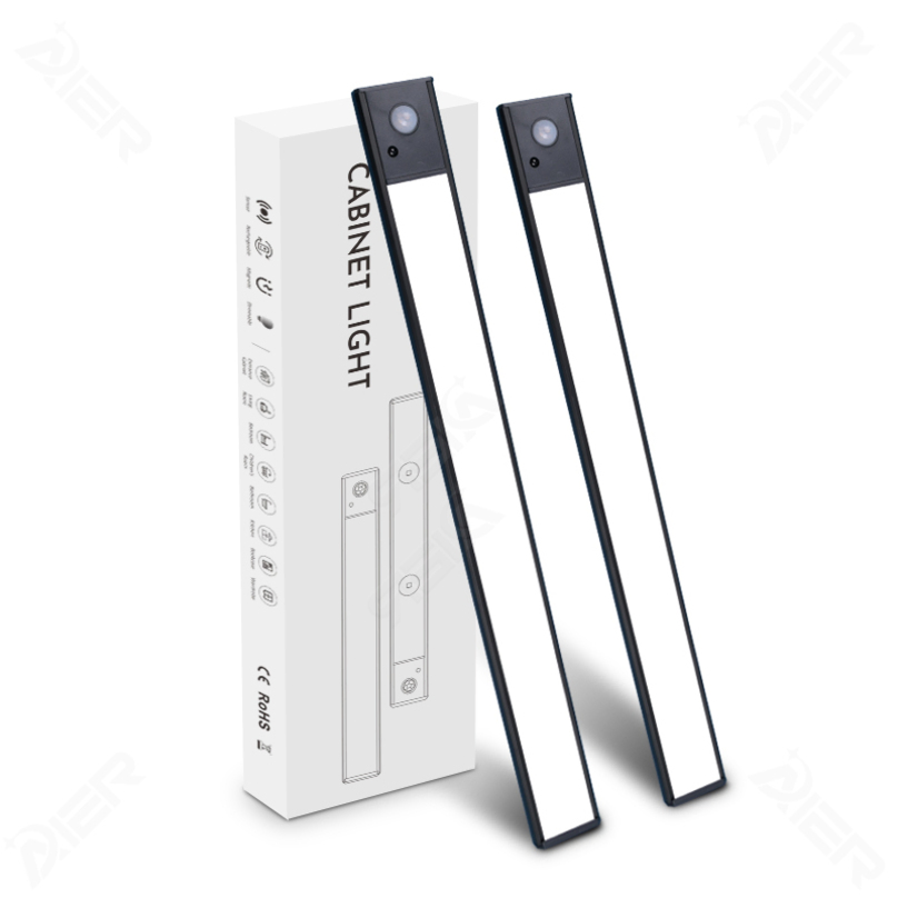 Ultra-Kitchen Cabinet Closet Wardrobe LED Motion Sensor Lightthin Indoor Lighting 3 Color Dimmable 5V USB Rechargeable