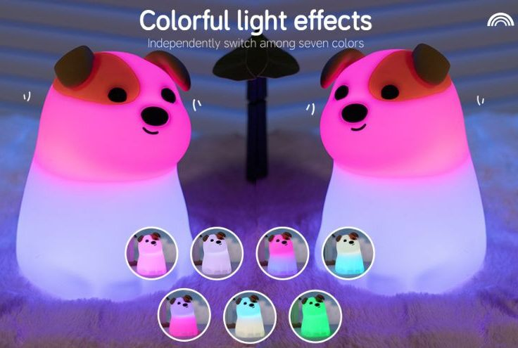 Customized Silicone Lamp Children Colorful Bedside Sleeping Cartoon Animal Puppy Night Light
